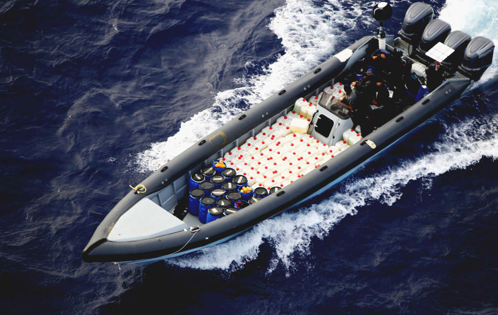 drugsvervoer met een snelle speedboot